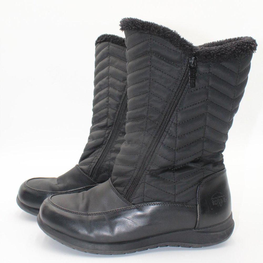 Totes Women's Jodi Black Warm Waterproof Winter Snow Rain Boots Size 9W Wide